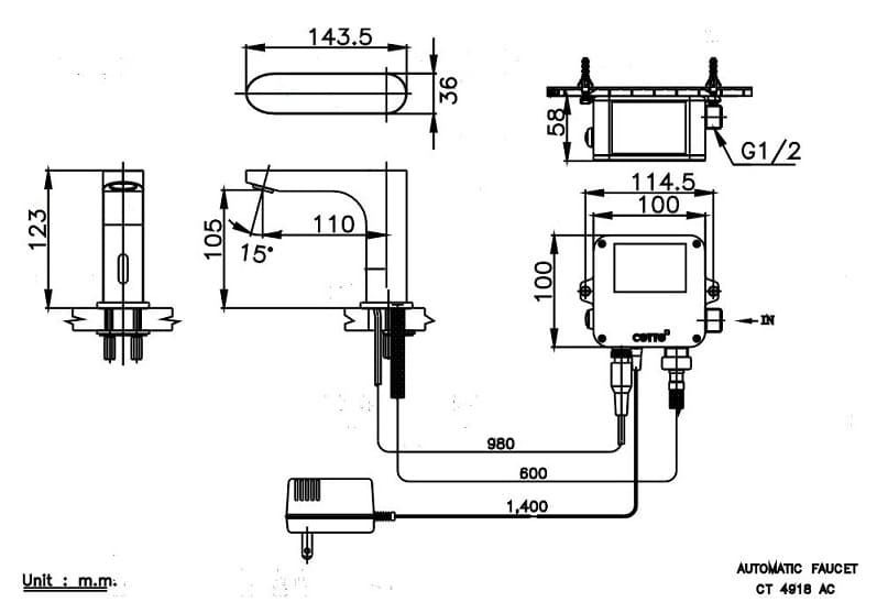 Vòi Rửa Mặt Lavabo Cảm Ứng Lạnh Dùng Điện Cotto CT4918AC
