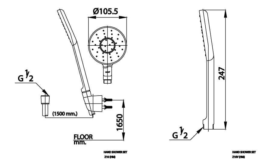 Bản vẽ Bát sen tắm 1 chế độ COTTO Z10#WH(HM)