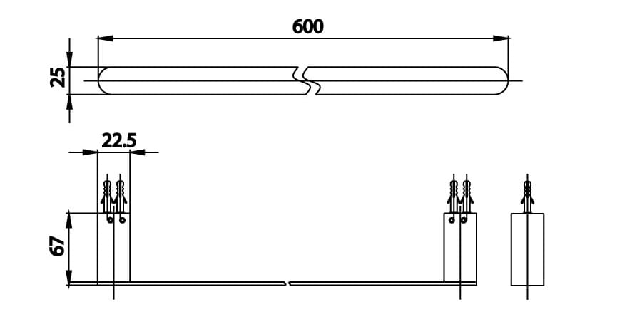 Bản vẽ Thanh treo khăn đơn COTTO CT0285(HM)