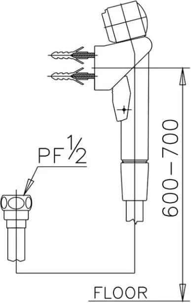 Bản vẽ Vòi xịt vệ sinh COTTO CT666N#WH(HM)