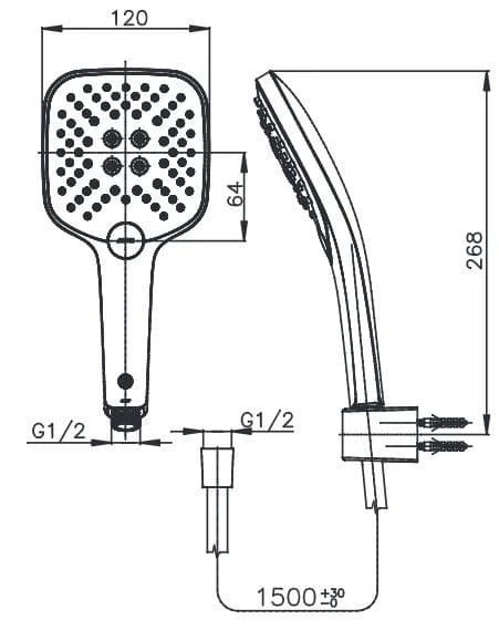 Bản vẽ Bát sen tắm 3 chế độ COTTO ZH018(HM)
