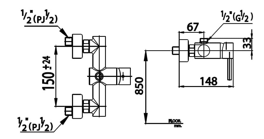 Bản vẽ Củ sen tắm nóng lạnh COTTO CT2047A