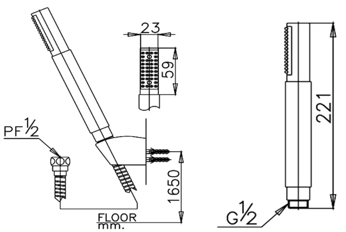 Bản vẽ Bát sen tắm 1 chế độ COTTO S45(HM)