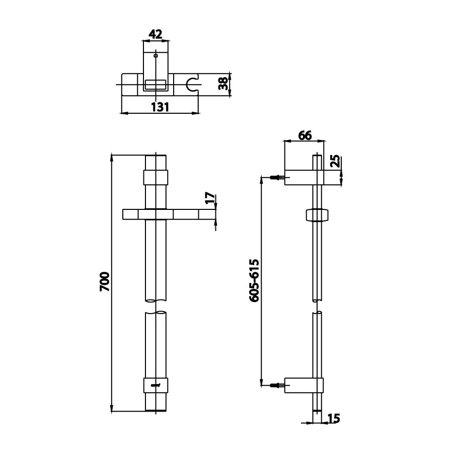 Bản vẽ kỹ thuật Thanh Trượt Dây Sen Tắm Cotto CT0136#GR2