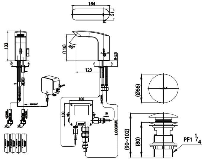 Bản vẽ Củ sen tắm nóng lạnh COTTO CT2405A