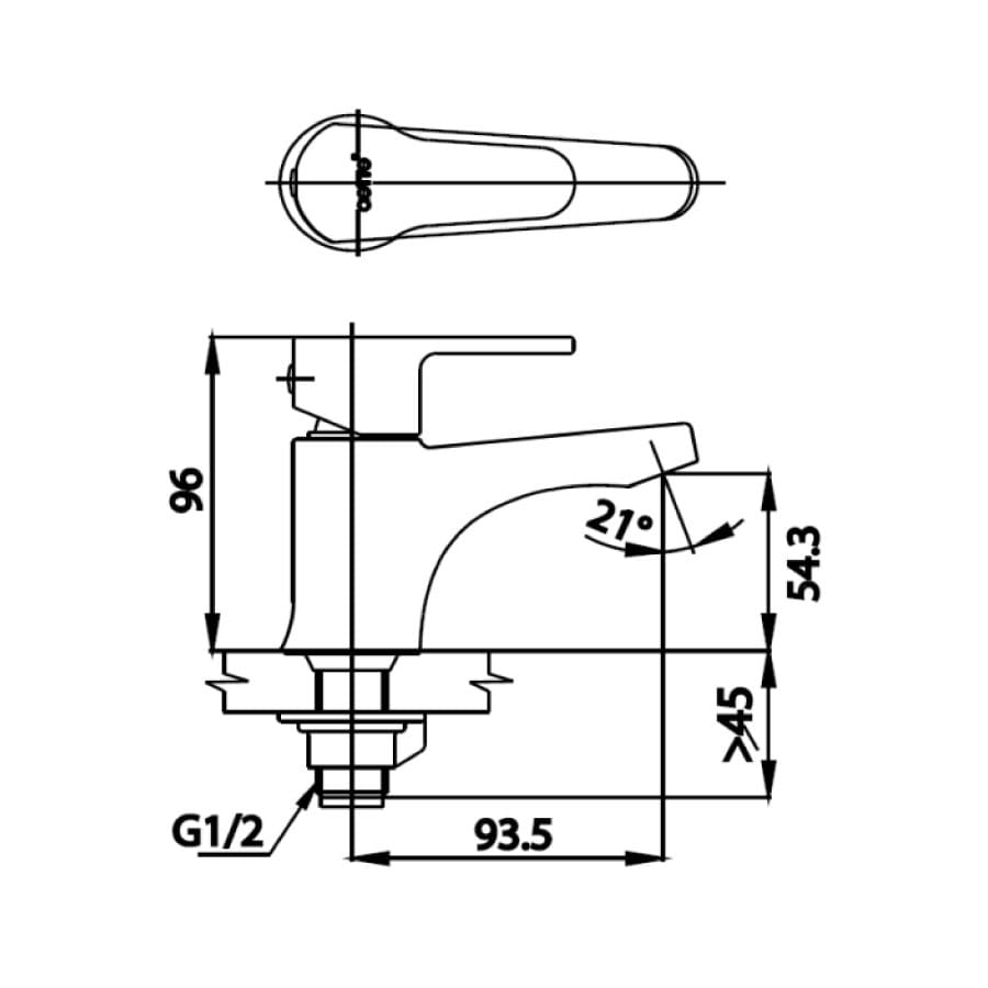 Bản vẽ Vòi rửa mặt lavabo lạnh COTTO CT1203A