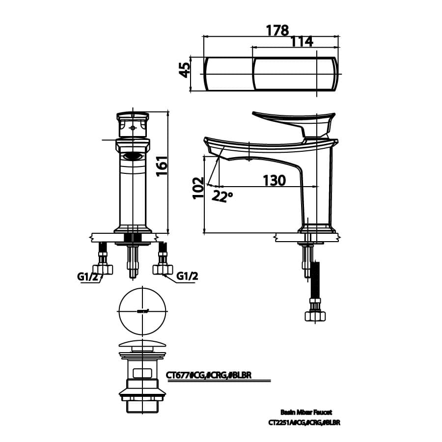 Vòi rửa mặt lavabo nóng lạnh COTTO CT2251A#BLBR