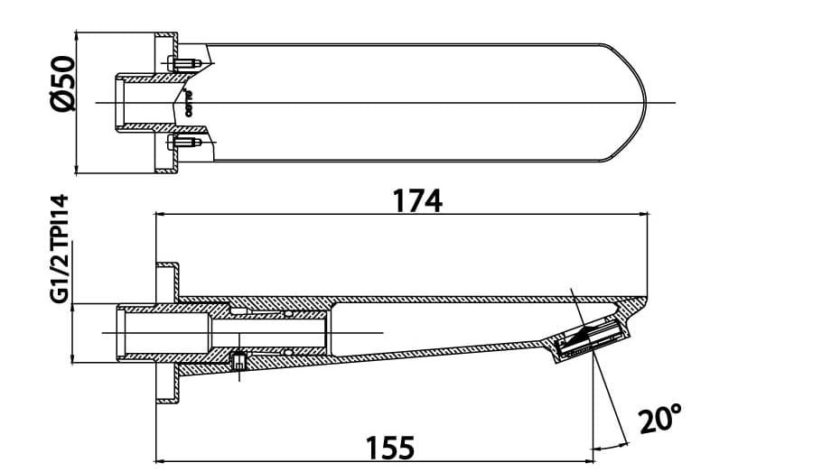 Bản vẽ kỹ thuật Vòi nước gắn tường xả bồn COTTO CT6101