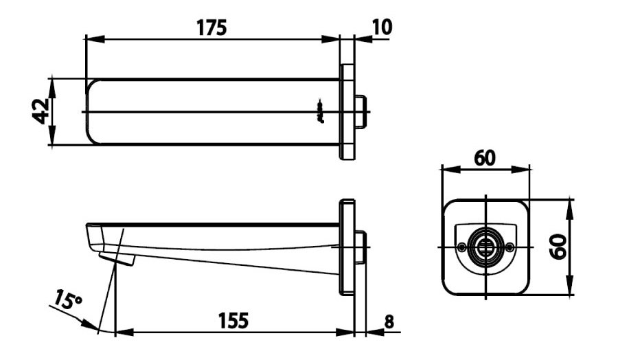 Bản vẽ Vòi nước gắn tường xả bồn COTTO CT617