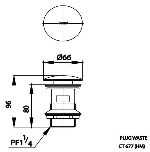 Bản vẽ Rốn Chậu lavabo nhấn COTTO CT677#CU(HM)