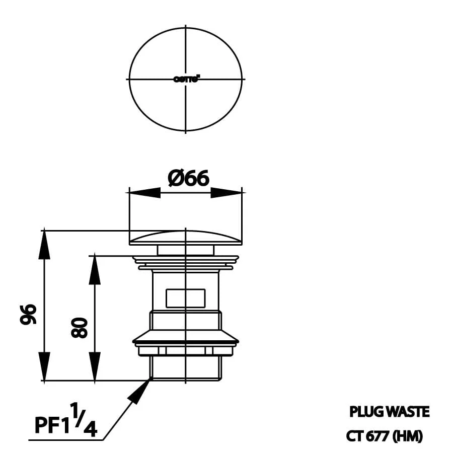 Bản vẽ Rốn Chậu lavabo nhấn COTTO CT677#WH(HM)