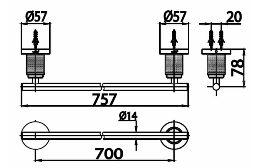 Bản vẽ Thanh treo khăn COTTO CT0023WD(HM)