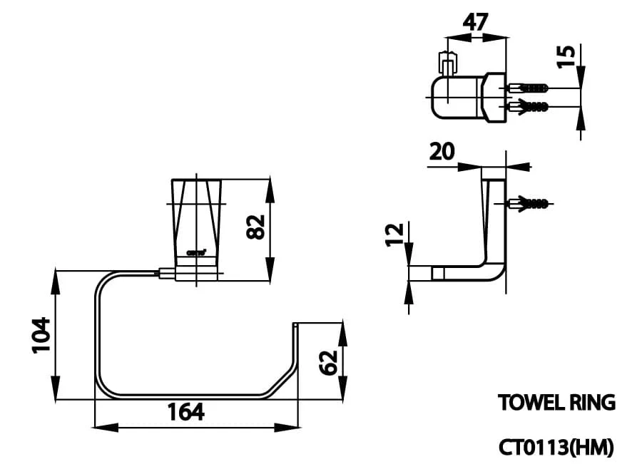 Bản vẽ Vòng treo khăn COTTO CT0113