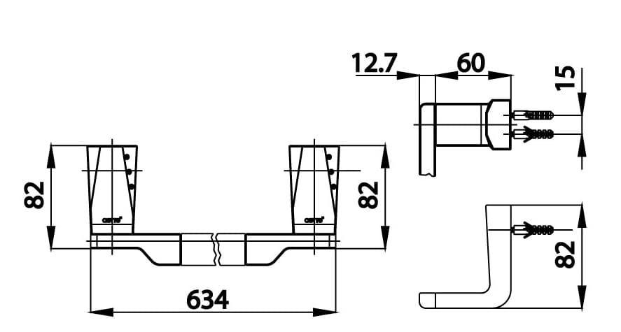 Bản vẽ Thanh treo khăn COTTO CT0112STC31#BN