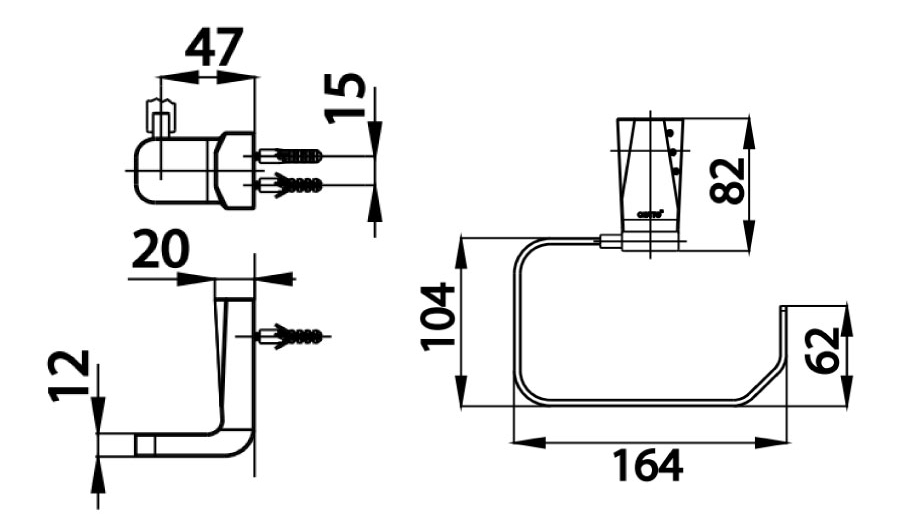 Bản vẽ Vòng treo khăn COTTO CT0113STC31#BN