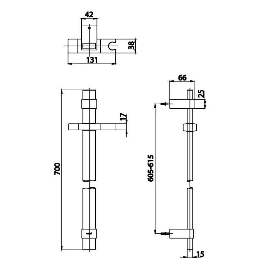 Bản vẽ Thanh Trượt Sen Tắm Cotto CT0136#BN2