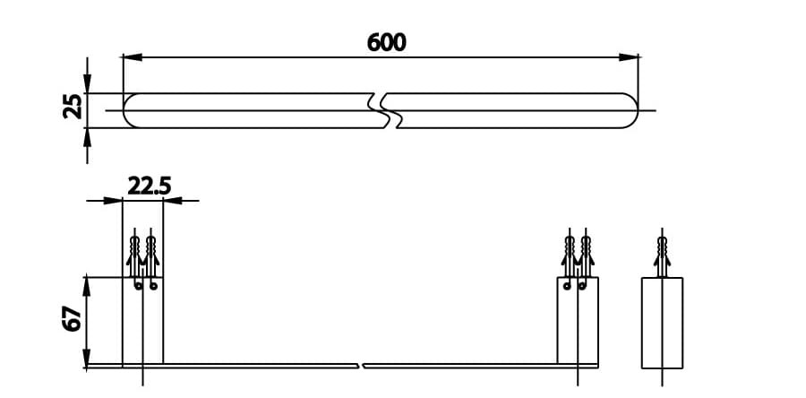 Bản vẽ Thanh treo khăn COTTO CT0285#GR2(HM)