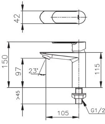 Bản vẽ Vòi rửa mặt lavabo lạnh COTTO CT1176A