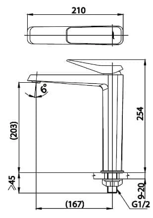 Bản vẽ Vòi rửa mặt lavabo lạnh thân cao COTTO CT1242AY