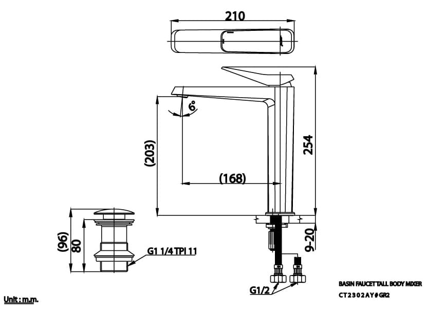 Vòi rửa mặt lavabo nóng lạnh COTTO CT2302AY#GR2