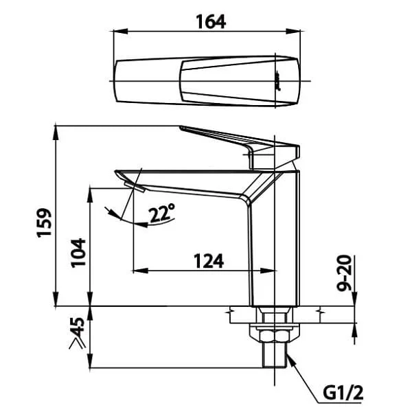 Bản vẽ Vòi rửa mặt lavabo lạnh COTTO CT1235A