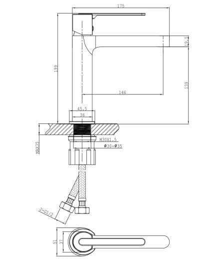 Vòi lavabo  Huge H-2600V