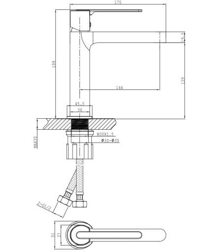 Vòi lavabo  Huge H-2600VC