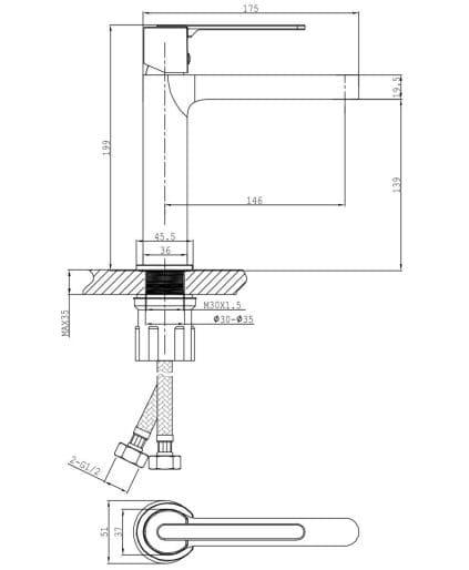 Vòi lavabo  Huge H-2600VM