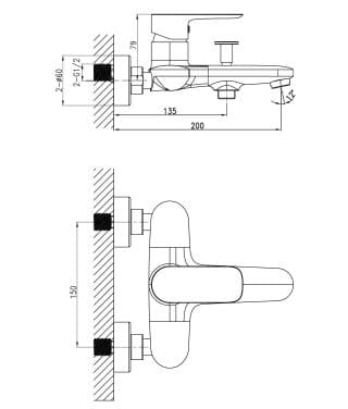 Bản vẽ sen tắm Huge H-6200S