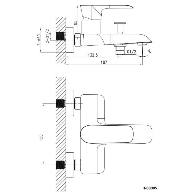 Bản vẽ sen tắm Huge H-6800S