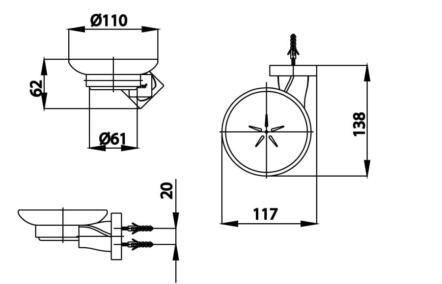 Bản vẽ Đĩa đựng xà phòng COTTO CT0066#BL(HM)