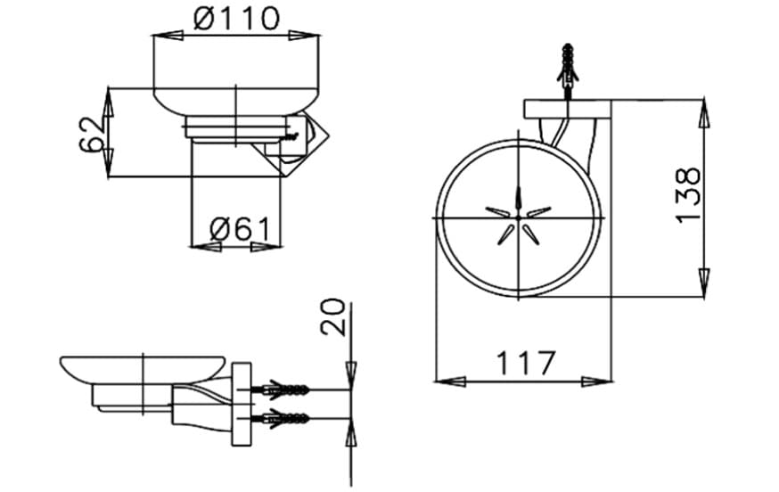 Bản vẽ Đĩa đựng xà phòng COTTO CT0066#WH(HM)
