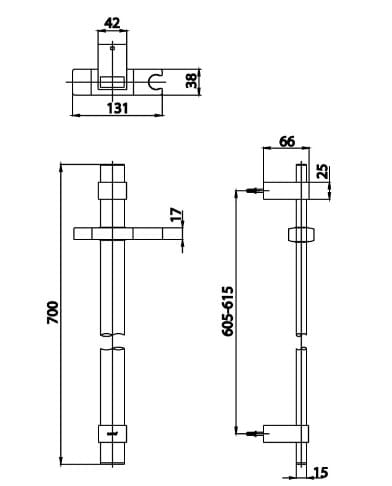 Bản vẽ Thanh Trượt Sen Tắm Cotto CT0136#BR