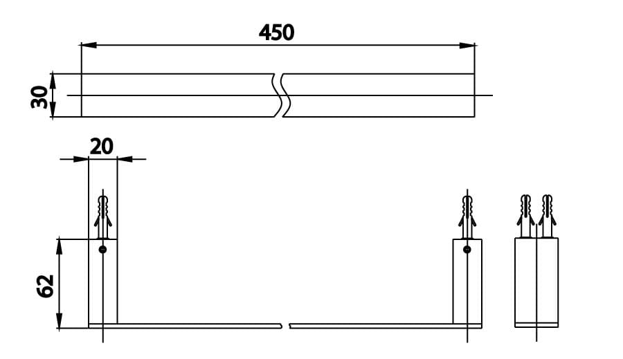 Bản vẽ Thanh treo khăn COTTO CT0274(HM)