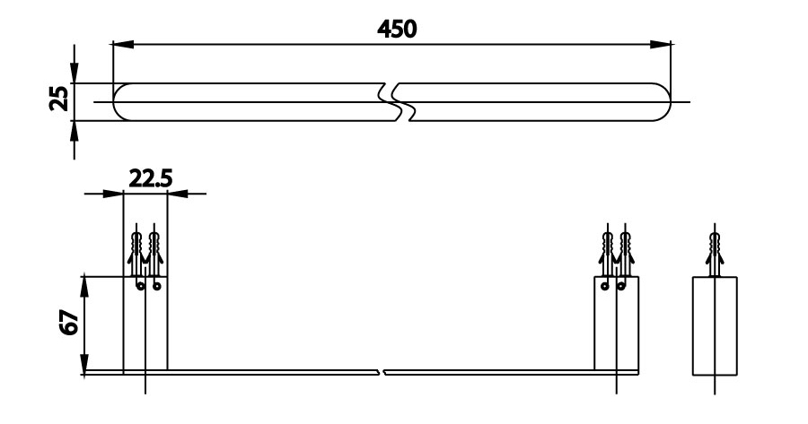 Bản vẽ Thanh treo khăn COTTO CT0284(HM)