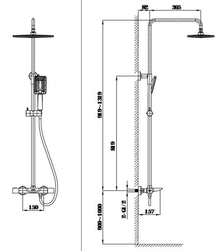 Bản vẽ sen tắm Huge H-S6266B