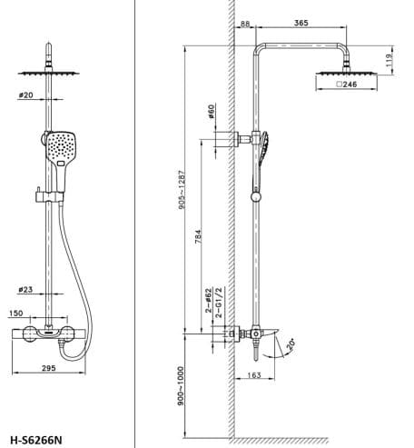 Bản vẽ sen tắm Huge H-S6266N