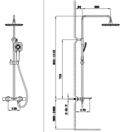 Bản vẽ sen tắm Huge H-S6966-3