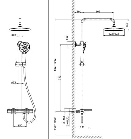 Bản vẽ sen tắm Huge H-S6666N