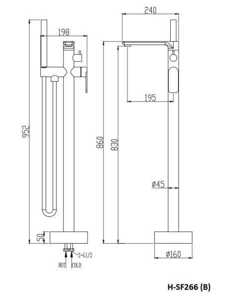 Bản vẽ sen bồn tắm Huge H-SF266B