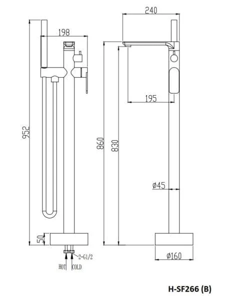 Bản vẽ sen bồn tắm Huge H-SF266B