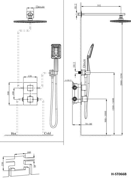 Bản vẽ sen tắm Huge H-ST066B