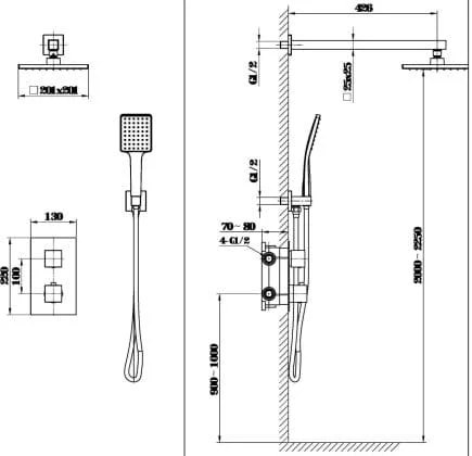 Bản vẽ sen tắm Huge H-ST066N