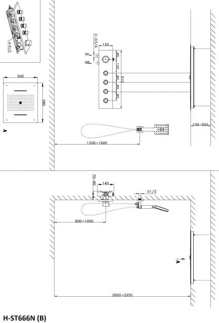 Bản vẽ sen tắm Huge H-ST666N