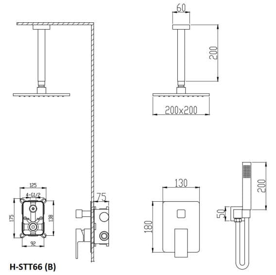 Bản vẽ sen tắm Huge H-STT66B