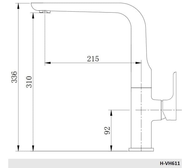 Bản vẽ vòi bếp Huge H-VH611