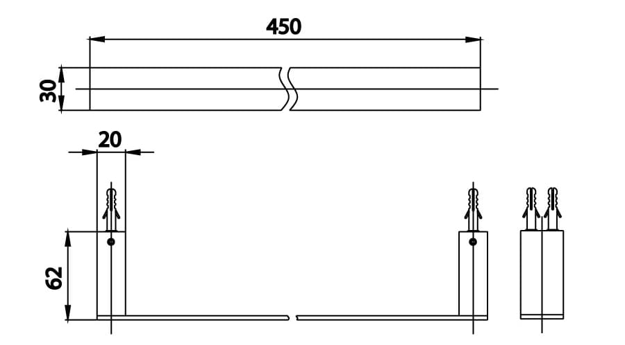 Bản vẽ Thanh treo khăn COTTO CT0274#BL(HM)