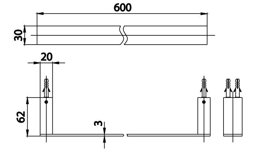 Bản vẽ Thanh treo khăn COTTO CT0275#BL(HM)