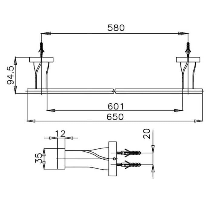 Bản vẽ Thanh treo khăn COTTO CT0276#BL(HM)