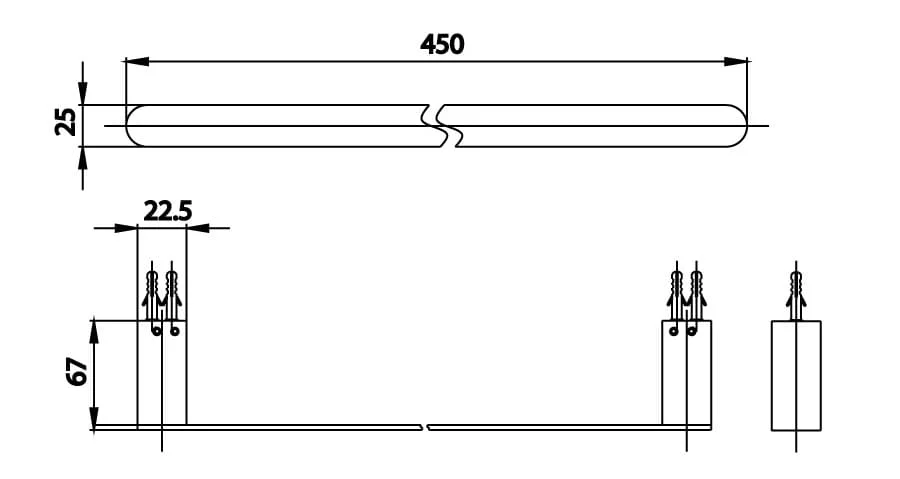 Bản vẽ Thanh treo khăn COTTO CT0284#BL(HM)